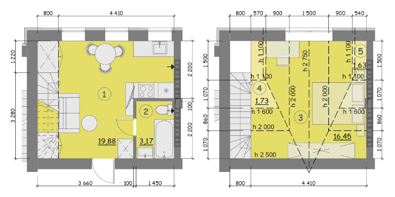 Двоповерхова квартира 2п тип 1